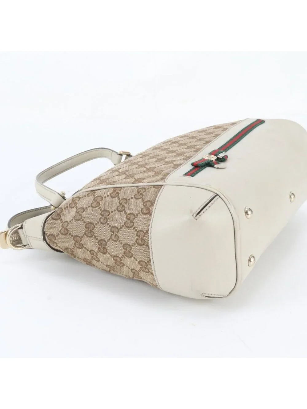 Gucci GG Canvas Mayfair Ribbon Leather Tote Shoulder Hand